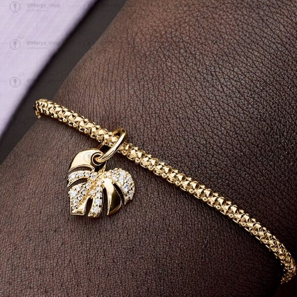Pandora Sparkling Monstera Leaf Dangle Charm - Picture 2 of 2